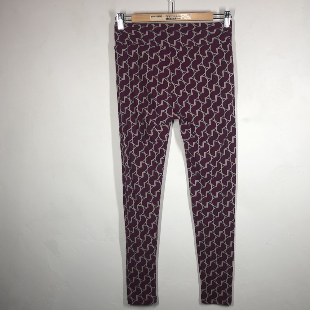 LuLaRoe purple geometric leggings size one size - Picture 5 of 9